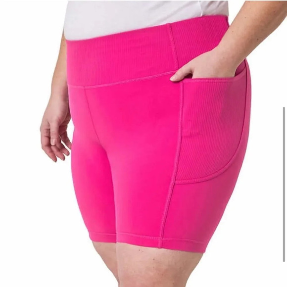 Mondetta Ladies' Active Ribbed Bike Short Pink X-Large - Picture 4 of 11